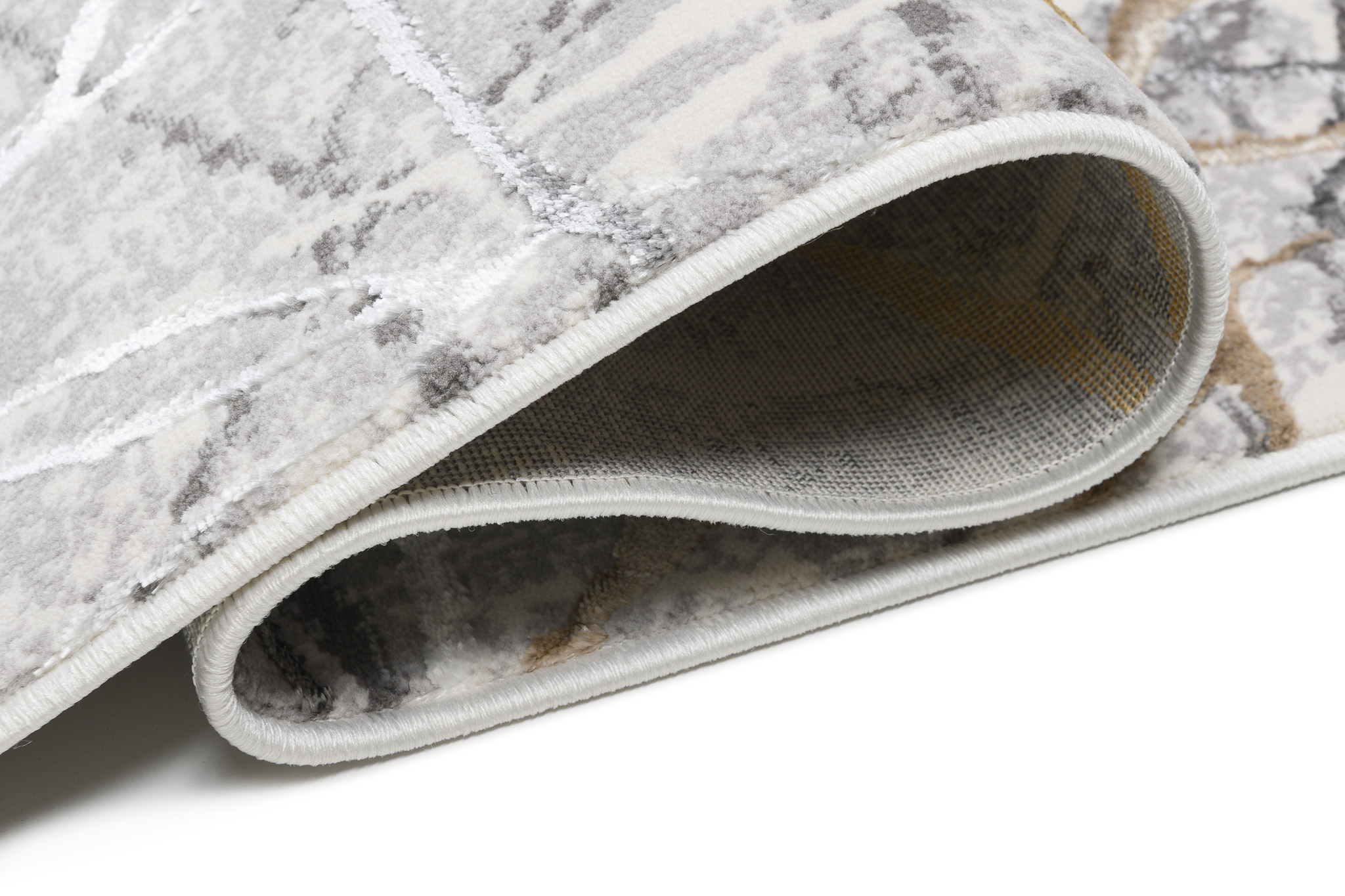 Teppich Golden Grau Gold Braun Linien