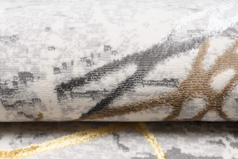 Teppich Golden Grau Gold Braun Linien