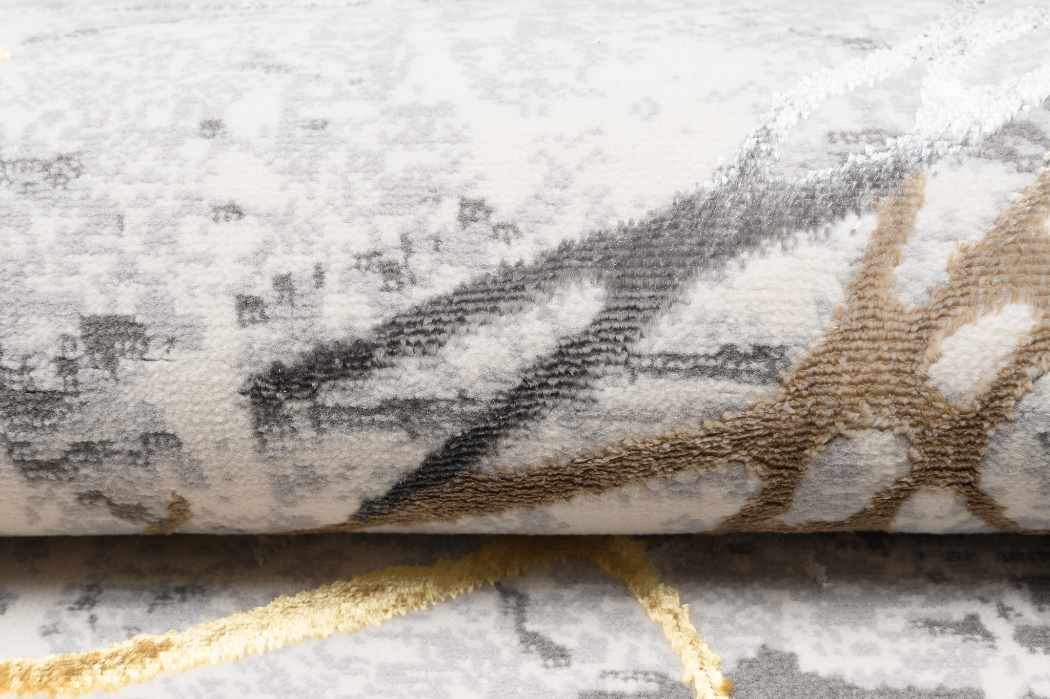 Teppich Golden Grau Gold Braun Linien