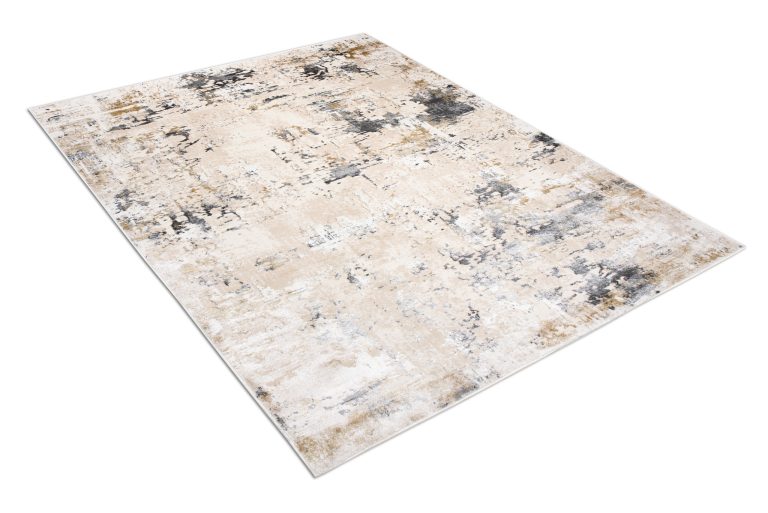 Teppich Hera Creme Beige Dunkel Grau Meliert 3D-Effekt