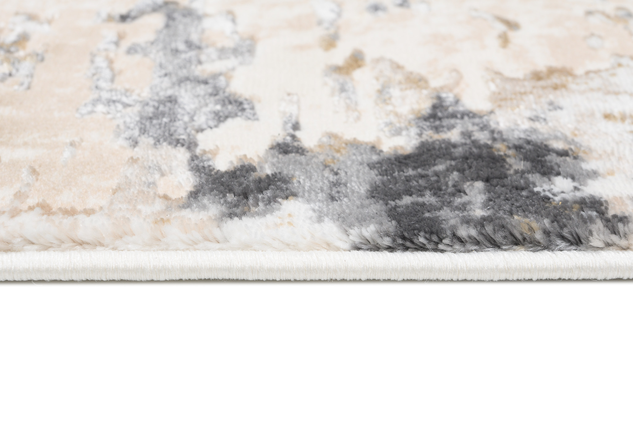 Teppich Hera Creme Beige Dunkel Grau Meliert 3D-Effekt