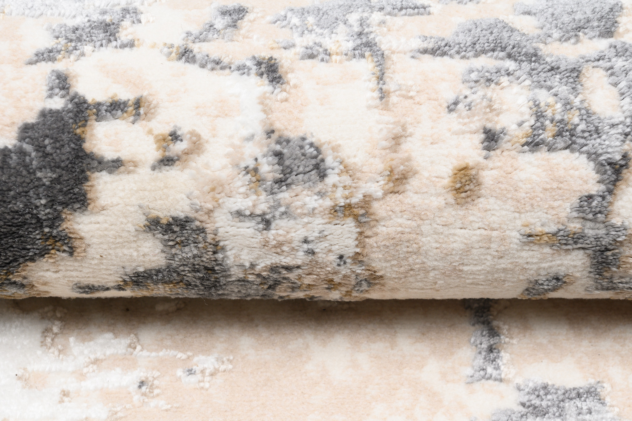 Teppich Hera Creme Beige Dunkel Grau Meliert 3D-Effekt