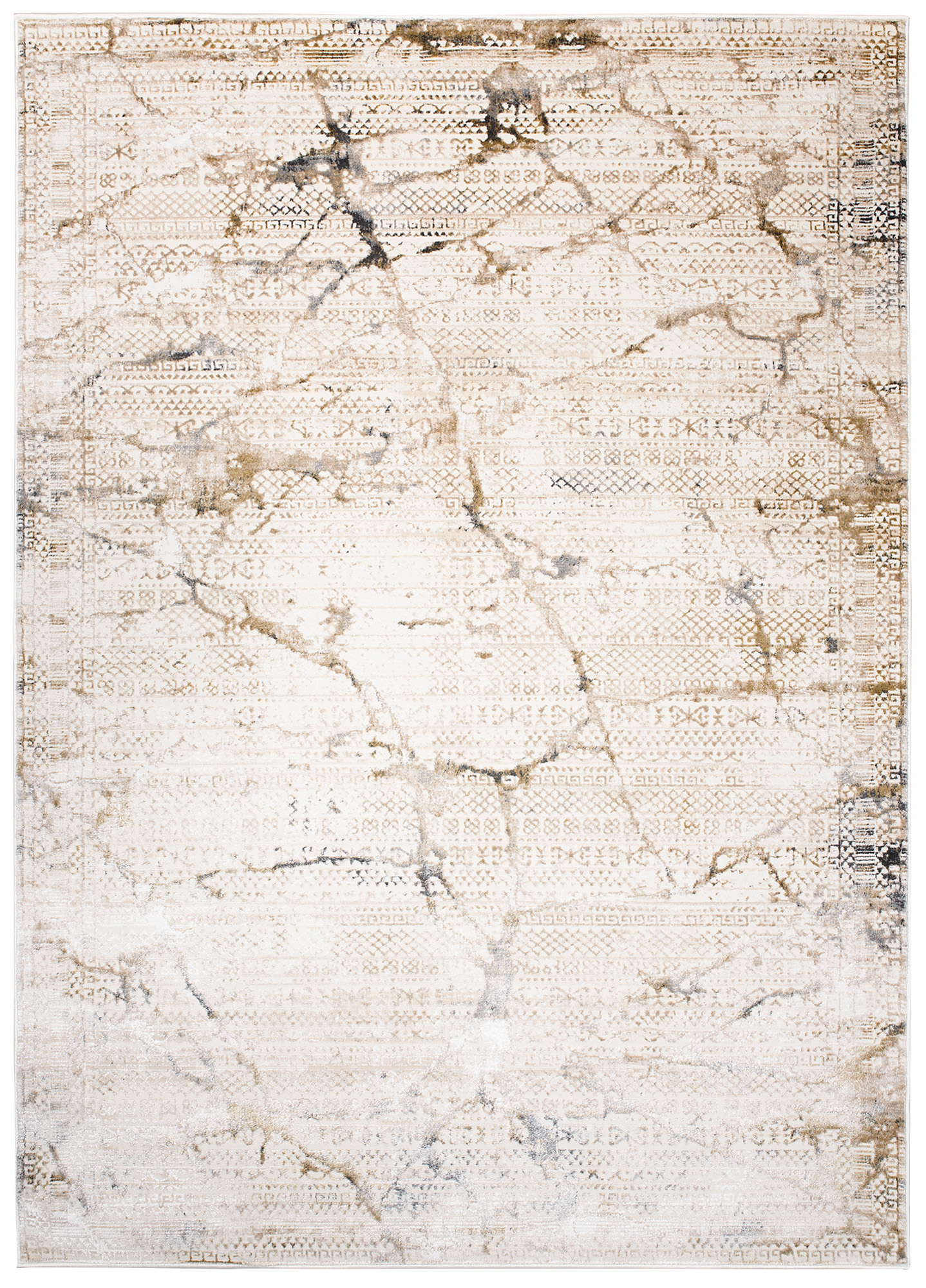 Teppich Hera Creme Beige Grau Ethno 3D-Effekt