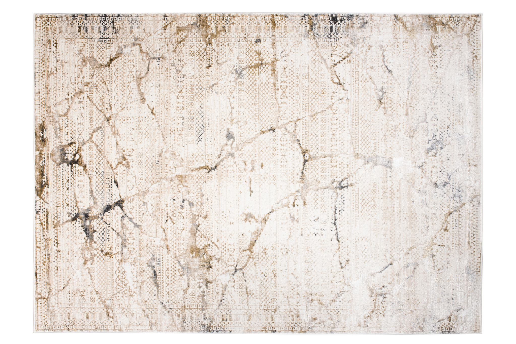 Teppich Hera Creme Beige Grau Ethno 3D-Effekt