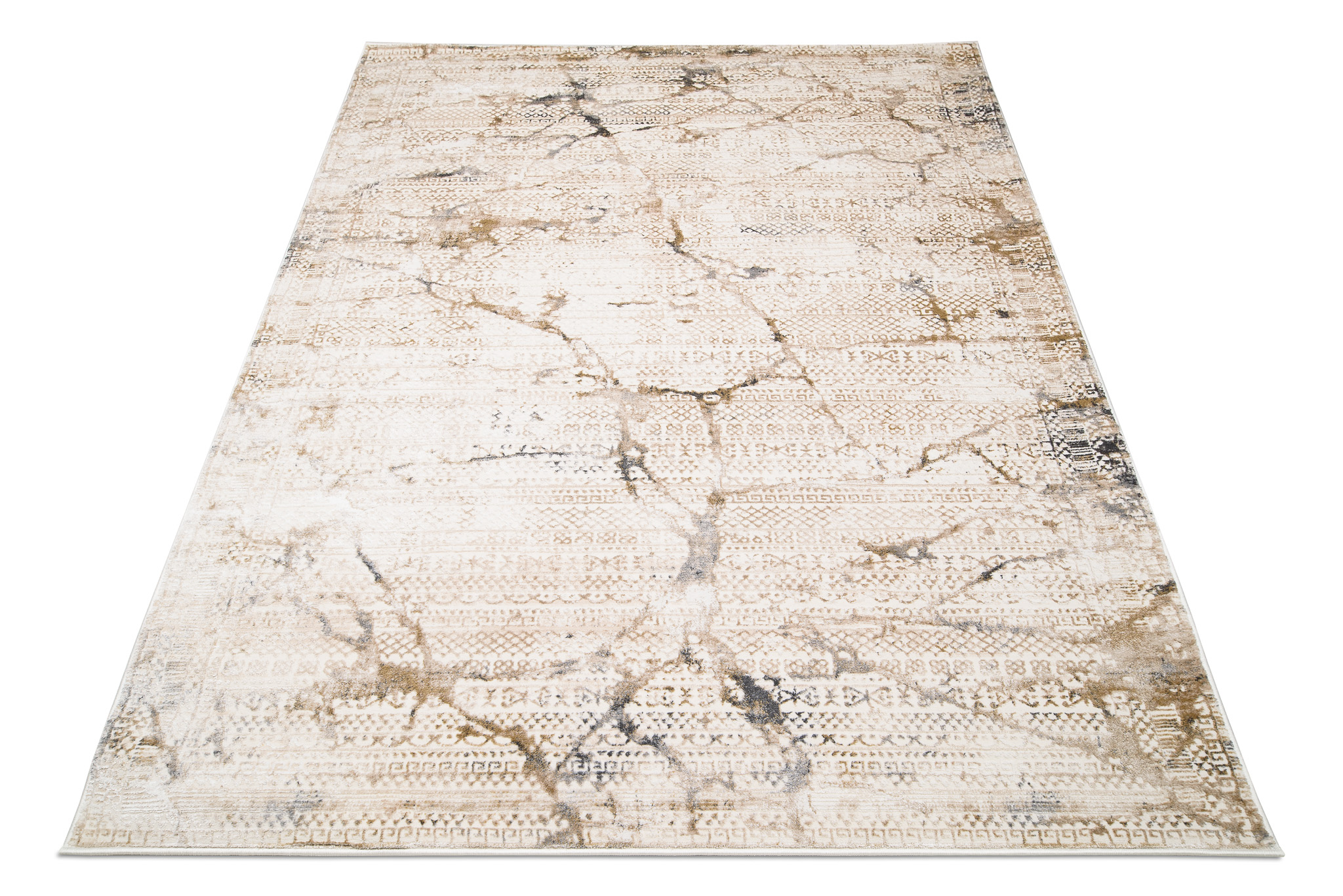 Teppich Hera Creme Beige Grau Ethno 3D-Effekt