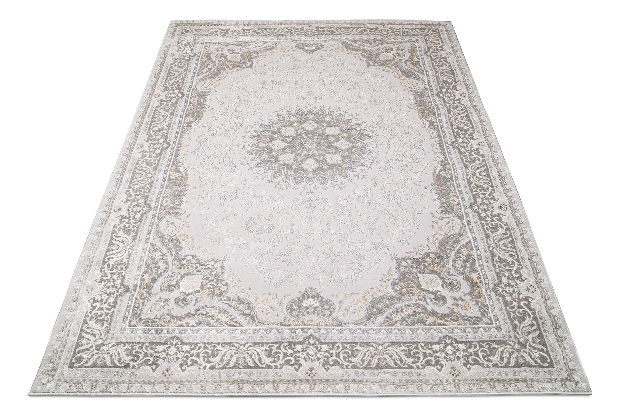 Teppich Hera Grau Beige Creme Klassisch 3D-Effekt