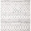 Teppich Juno Ethno Boho Raute Schwarz Creme Grau Kurzflor