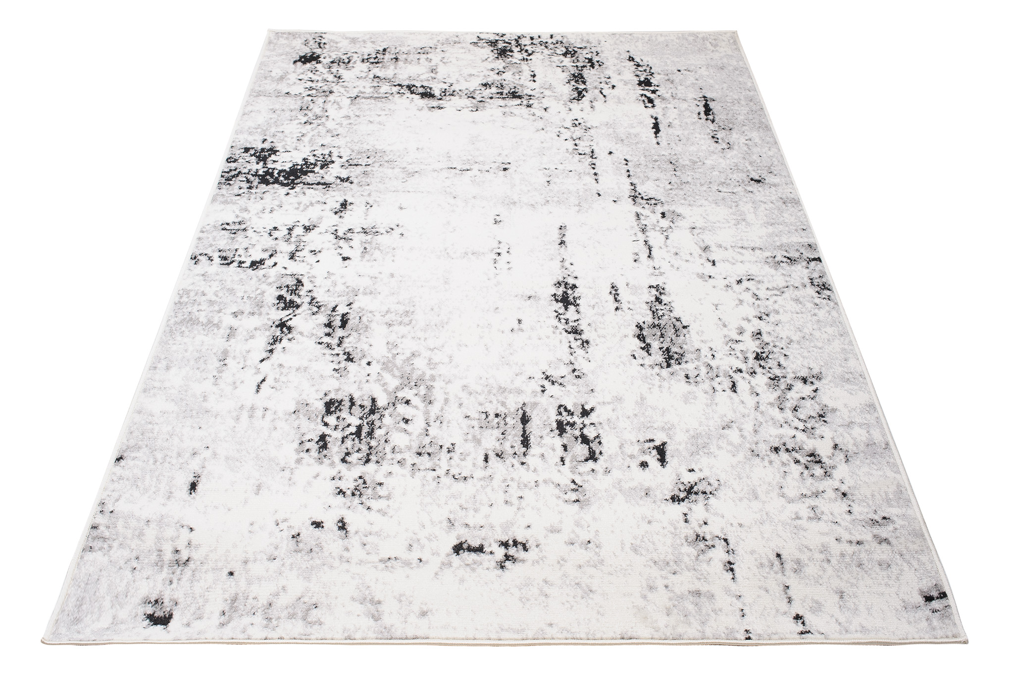 Teppich Juno Kurzflor Creme Schwarz Grau Splash Modern Design