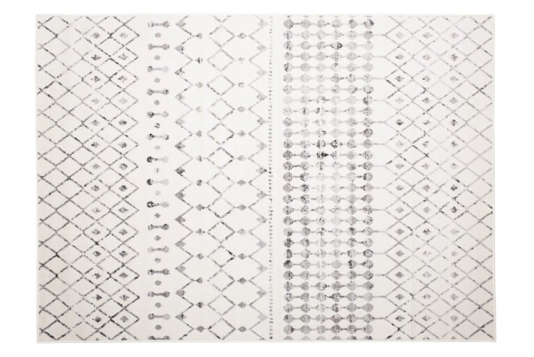 Teppich Juno Kurzflor Creme Grau Schwarz Ethno Boho Streifen