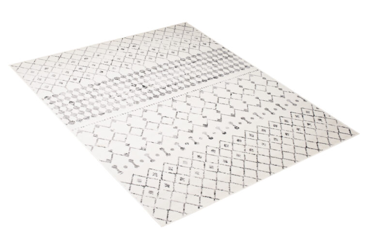 Teppich Juno Kurzflor Creme Grau Schwarz Ethno Boho Streifen