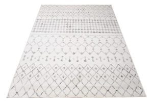 Teppich Juno Kurzflor Creme Grau Schwarz Ethno Boho Streifen