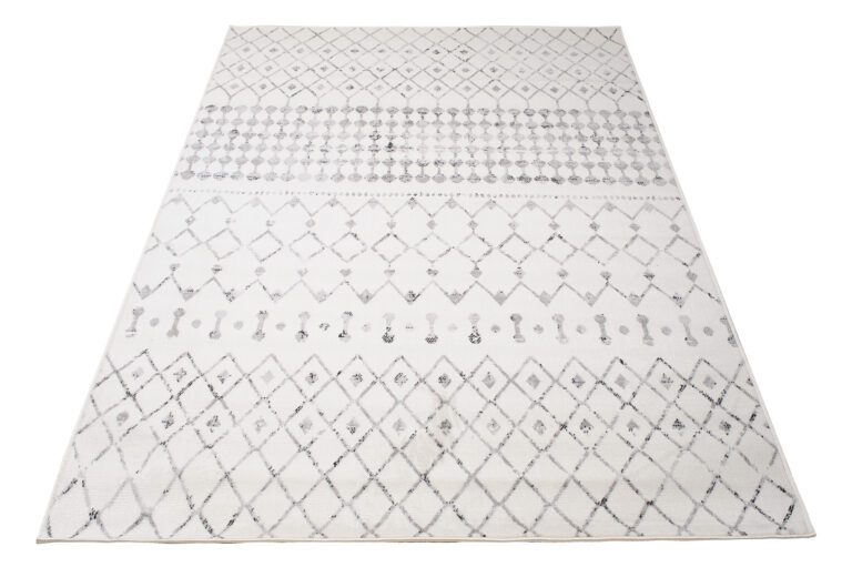 Teppich Juno Kurzflor Creme Grau Schwarz Ethno Boho Streifen