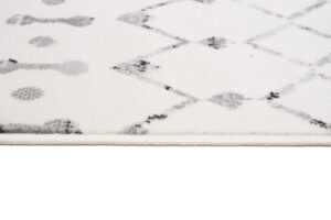 Teppich Juno Kurzflor Creme Grau Schwarz Ethno Boho Streifen