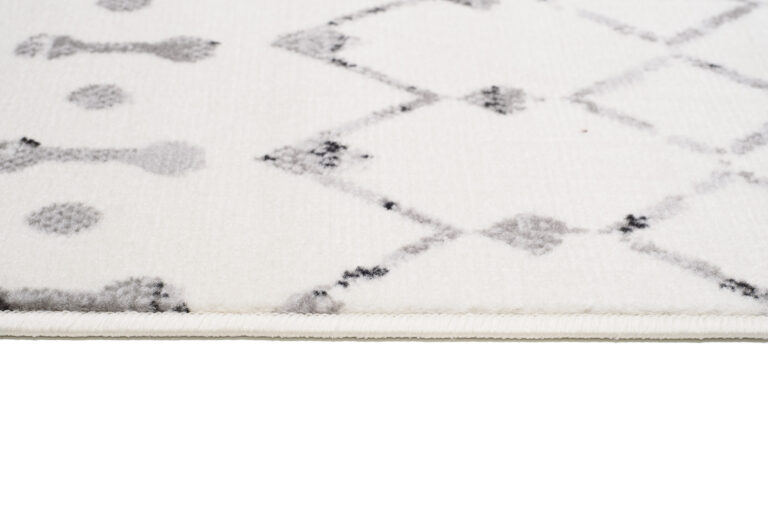 Teppich Juno Kurzflor Creme Grau Schwarz Ethno Boho Streifen