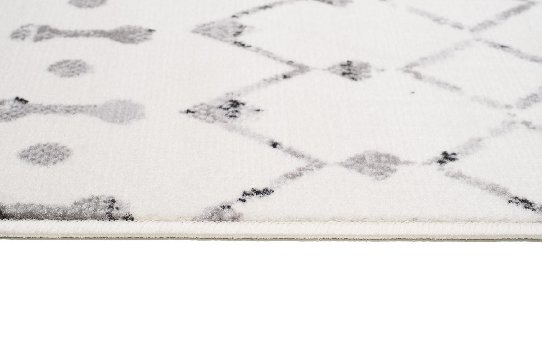 Teppich Juno Kurzflor Creme Grau Schwarz Ethno Boho Streifen