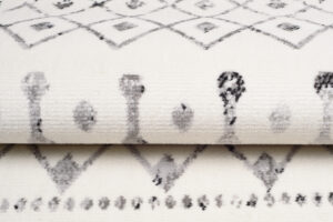 Teppich Juno Kurzflor Creme Grau Schwarz Ethno Boho Streifen