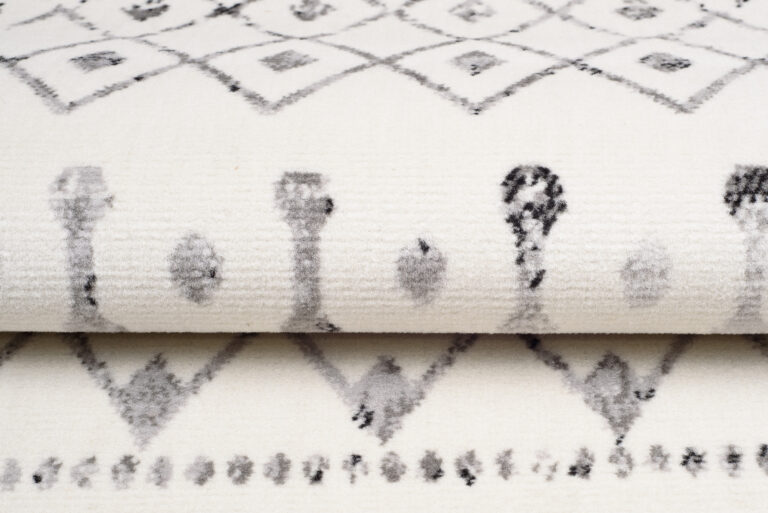 Teppich Juno Kurzflor Creme Grau Schwarz Ethno Boho Streifen