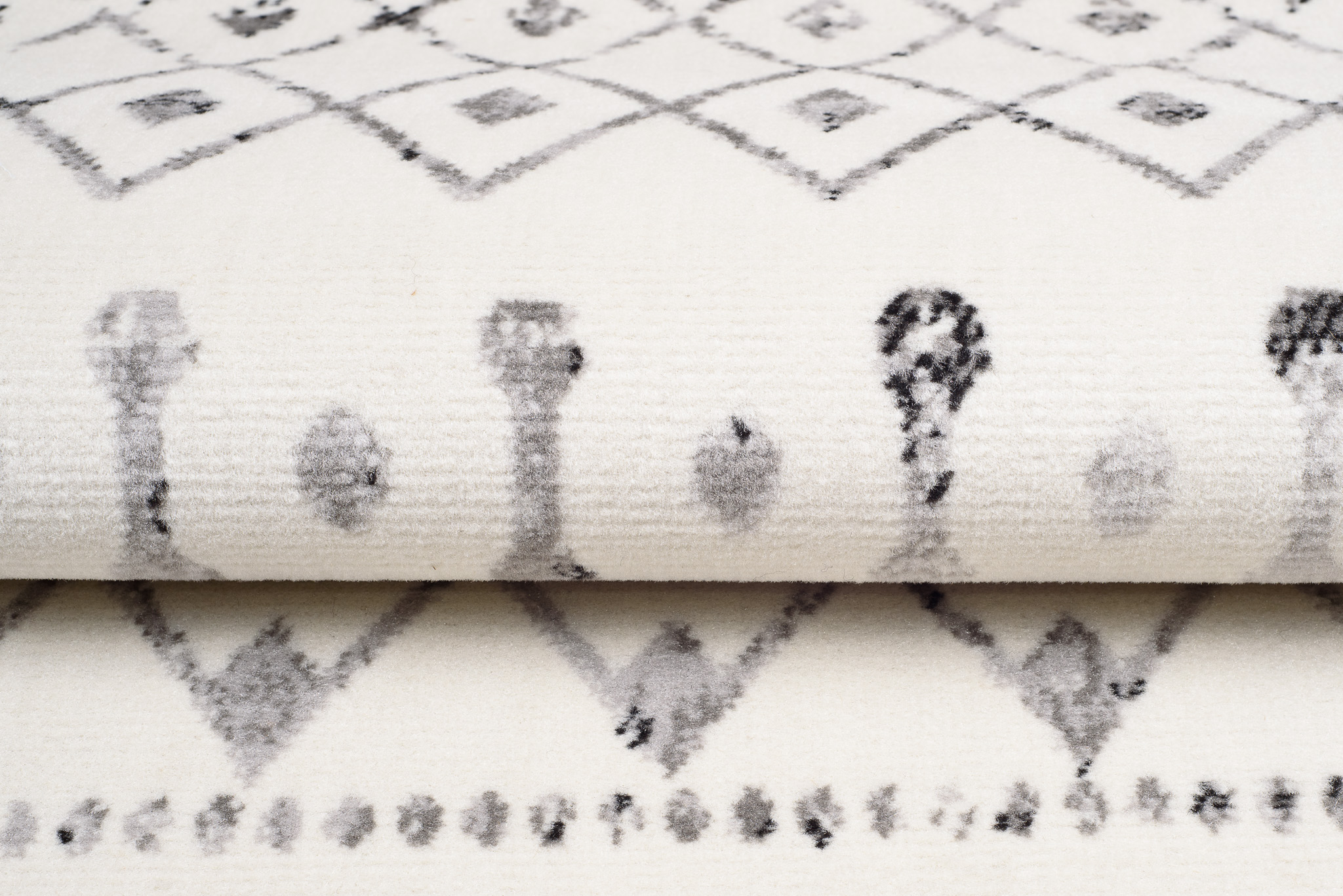 Teppich Juno Kurzflor Creme Grau Schwarz Ethno Boho Streifen