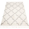 Teppich Boho mit Fransen Creme Marokkanisch Kleeblatt