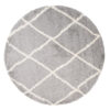 Teppich Boho Rund Grau Gitter Shaggy