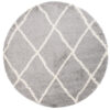 Teppich Boho Rund Grau Gitter Shaggy