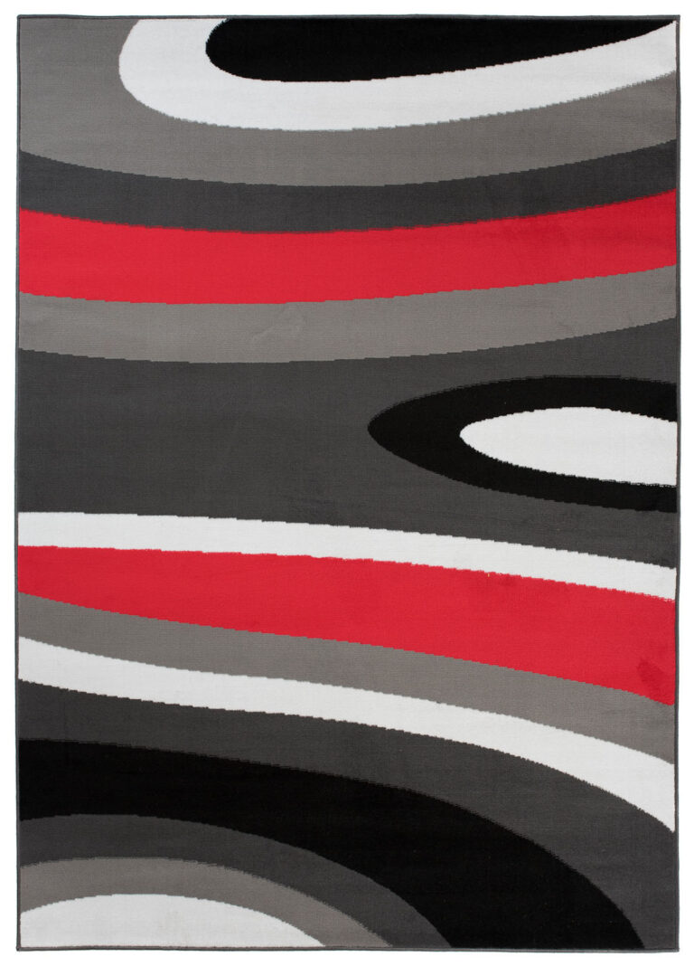 Teppich Maya Grau Rot Abstrakt Wellen