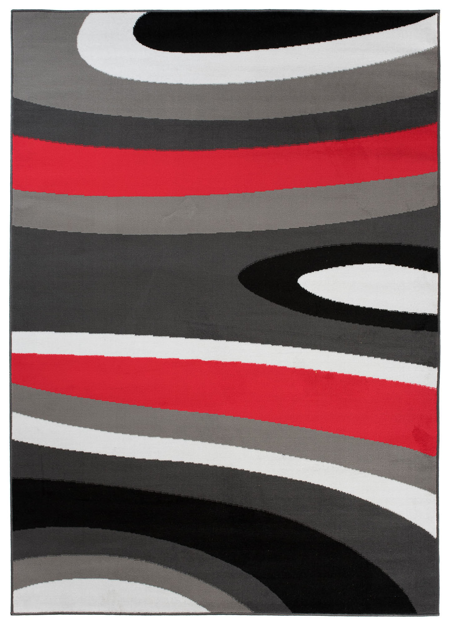 Teppich Maya Grau Rot Abstrakt Wellen