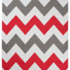 Teppich Maya Grau Rot Geometrisch Zigzags