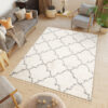 Teppich Boho mit Fransen Creme Marokkanisch Kleeblatt