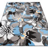 Teppich Maya Grau Blau Blumen