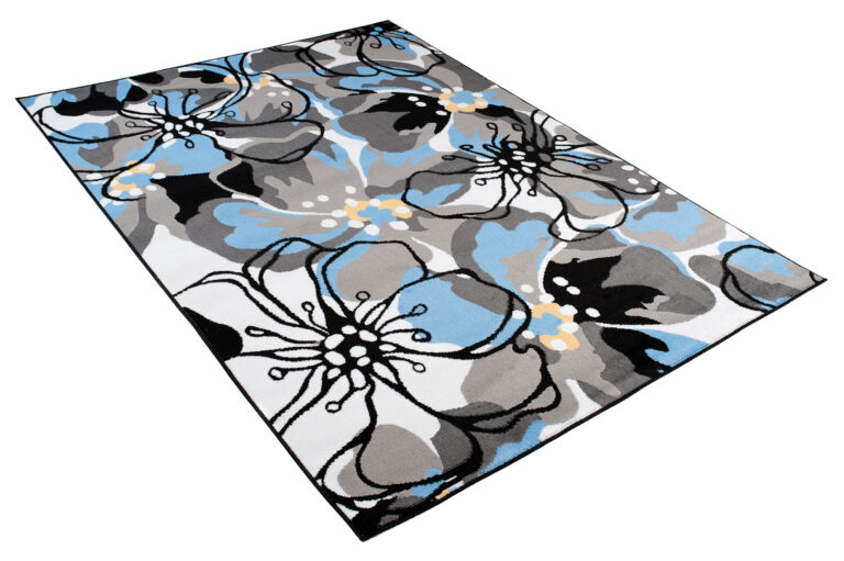 Teppich Maya Grau Blau Blumen