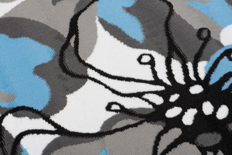 Teppich Maya Grau Blau Blumen