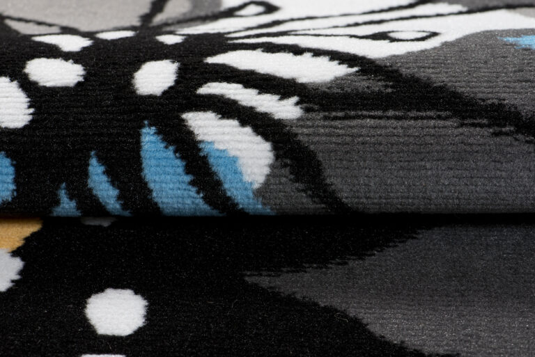 Teppich Maya Grau Blau Blumen