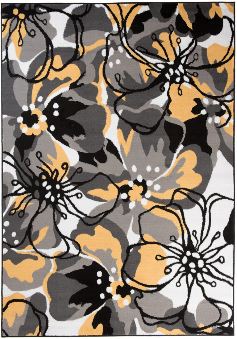 Teppich Maya Grau Gelb Blumen