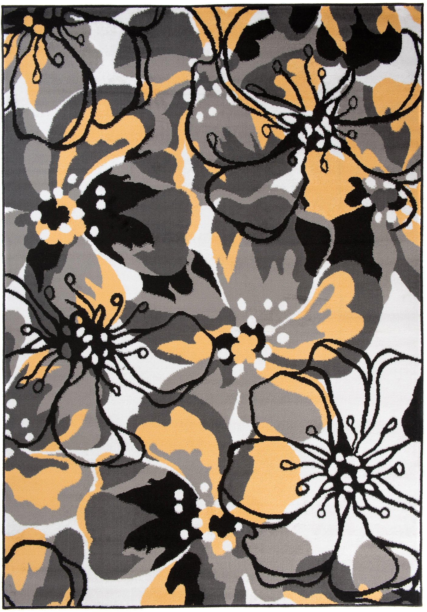 Teppich Maya Grau Gelb Blumen