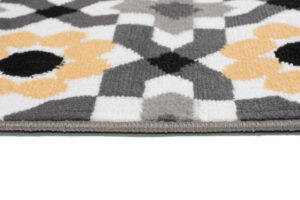 Teppich Maya Grau Gelb Blumen Mosaik