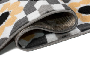 Teppich Maya Grau Gelb Blumen Mosaik