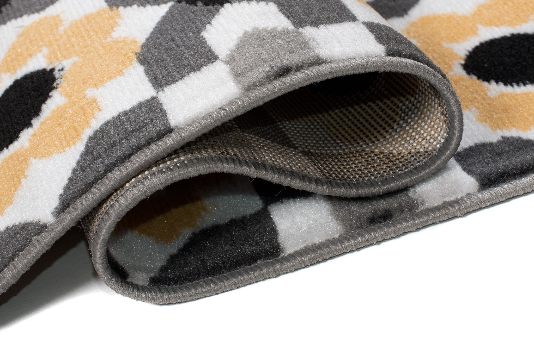 Teppich Maya Grau Gelb Blumen Mosaik