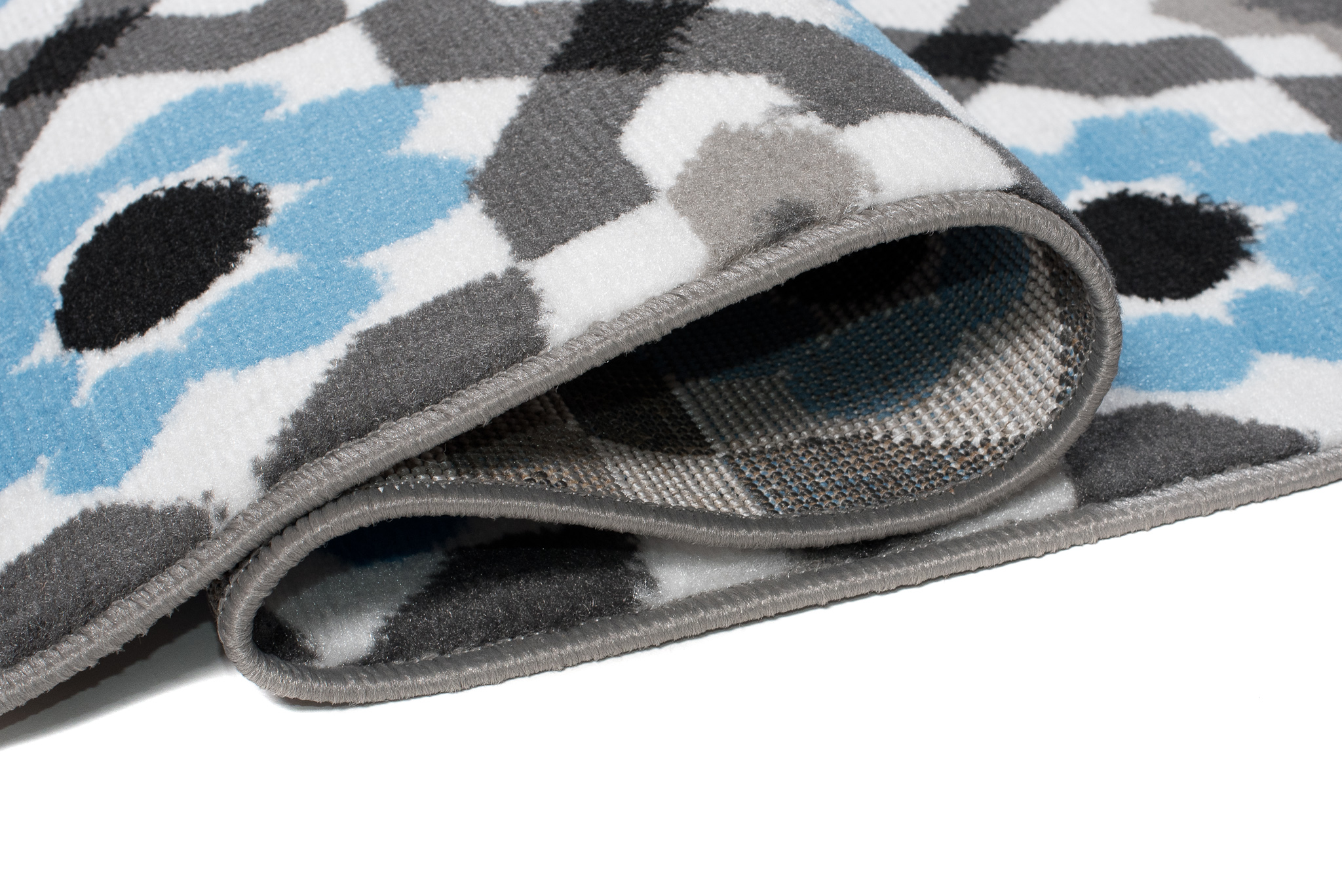 Teppich Maya Grau Blau Blumen Mosaik