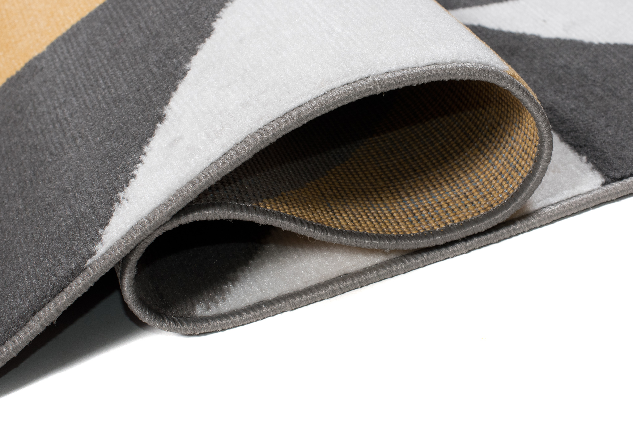 Teppich Maya Grau Gelb Trapeze Quadrate