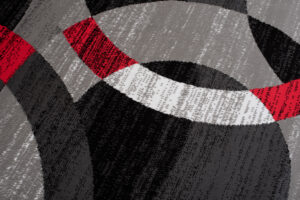 Teppich Maya Grau Rot Geometrisch