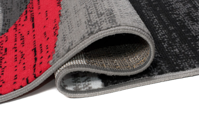 Teppich Maya Grau Rot Geometrisch