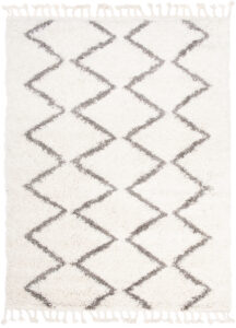 Teppich Boho mit Fransen Creme Zigzag Shaggy