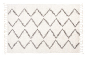 Teppich Boho mit Fransen Creme Zigzag Shaggy