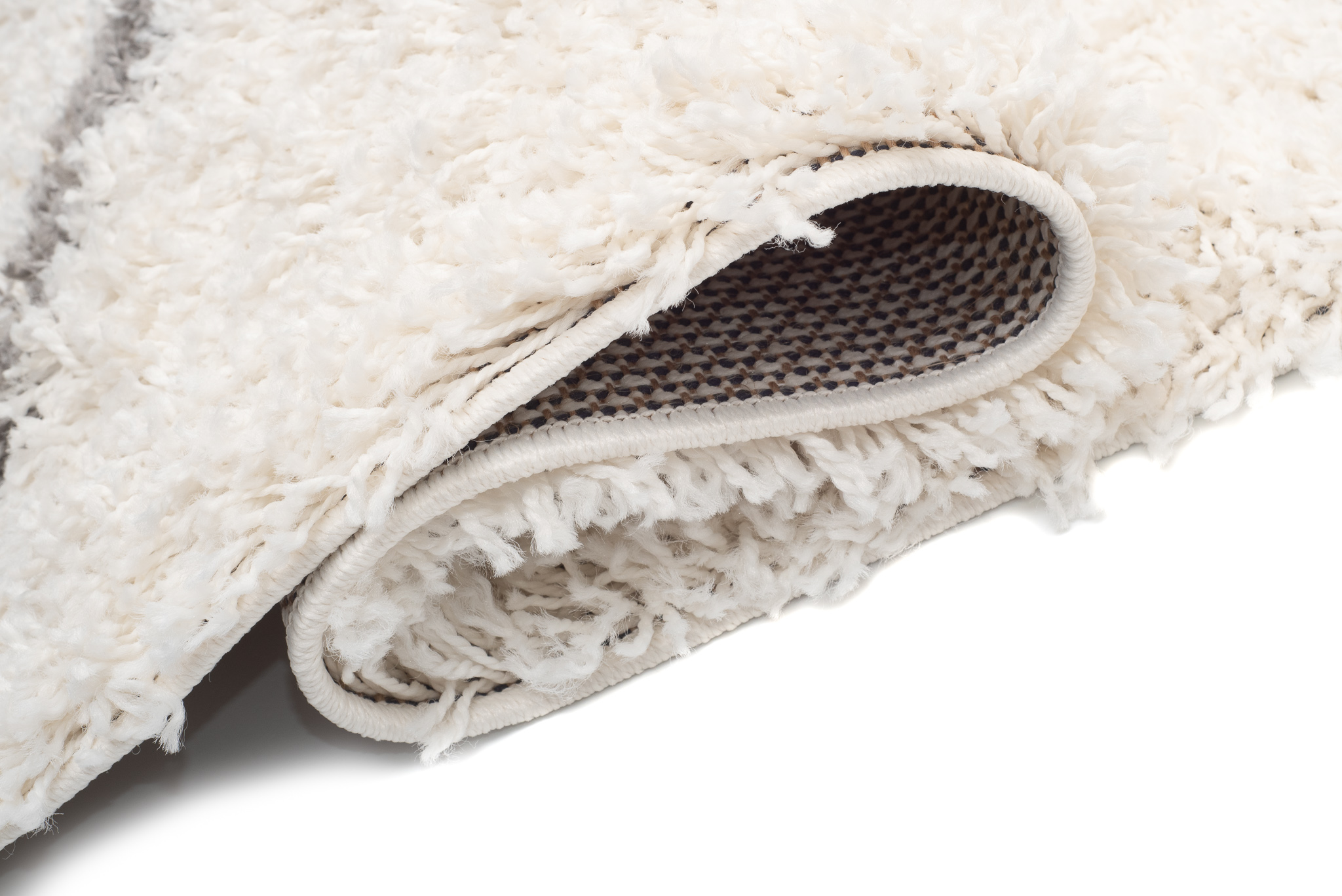 Teppich Boho mit Fransen Creme Zigzag Shaggy