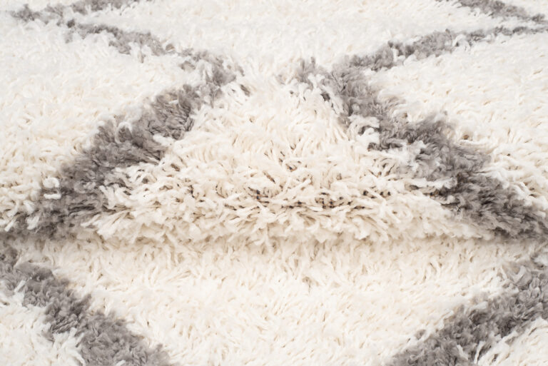 Teppich Boho mit Fransen Creme Zigzag Shaggy