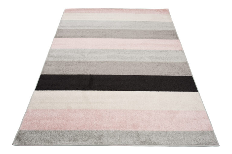 Teppich Lazur Hellgrau Rosa Geometrisch Linien