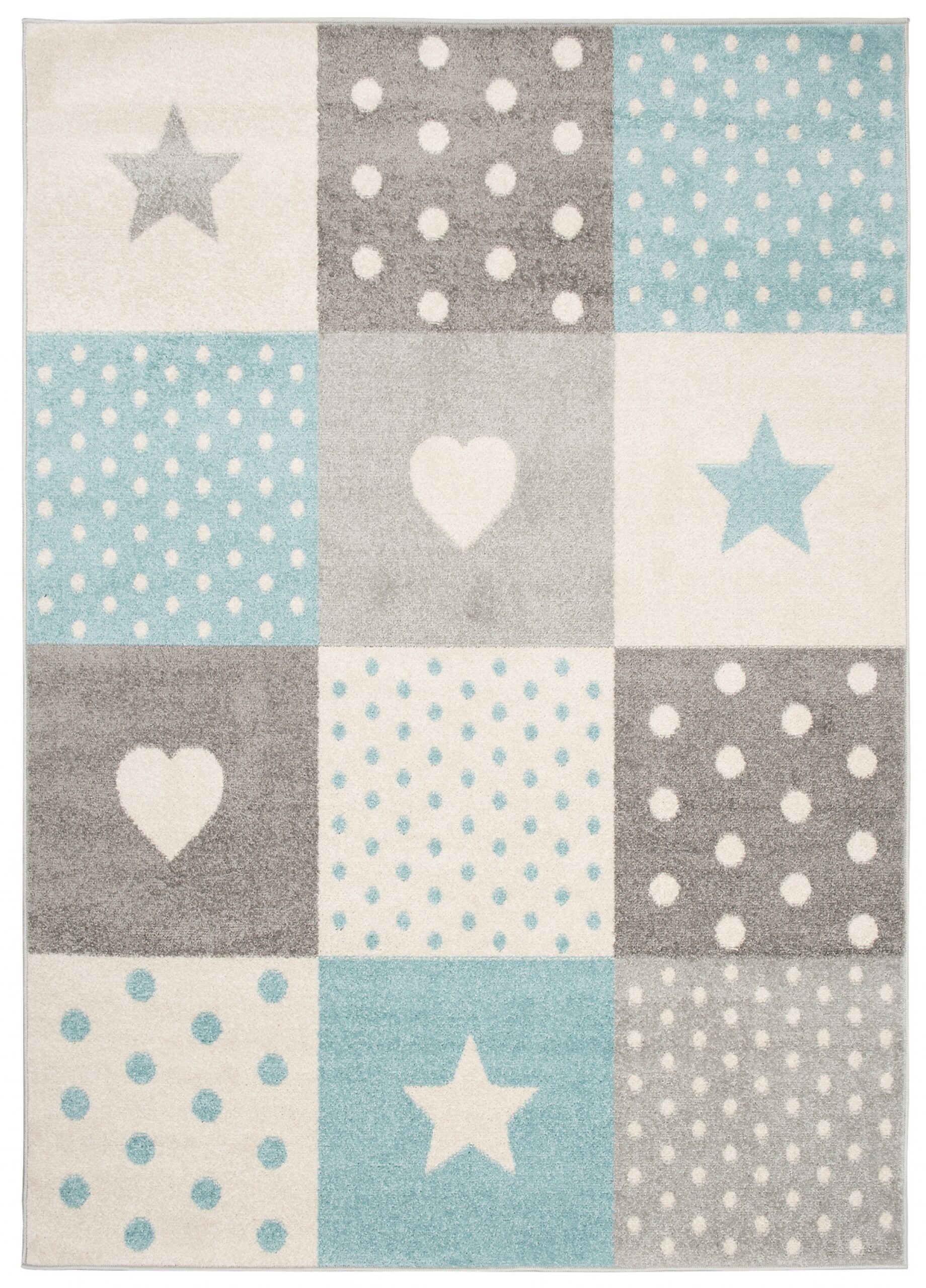 Teppich Lazur Grau Türkis Vierecke Kinderzimmer