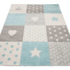Teppich Lazur Grau Türkis Vierecke Kinderzimmer