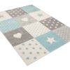 Teppich Lazur Grau Türkis Vierecke Kinderzimmer